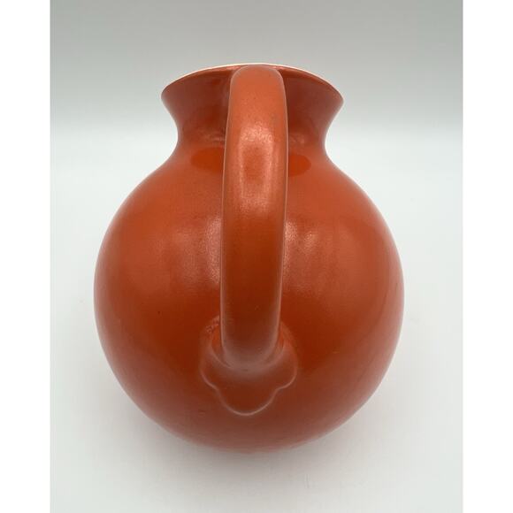 Orange Round Tilted Ball Ceramic Pitcher Jug 6” Vintage MCM - Picture 9 of 13